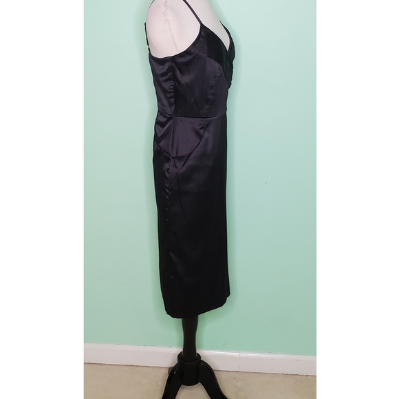 Nicole Miller Black Satin Midi Cocktail Dress NWT - Picture 3 of 5